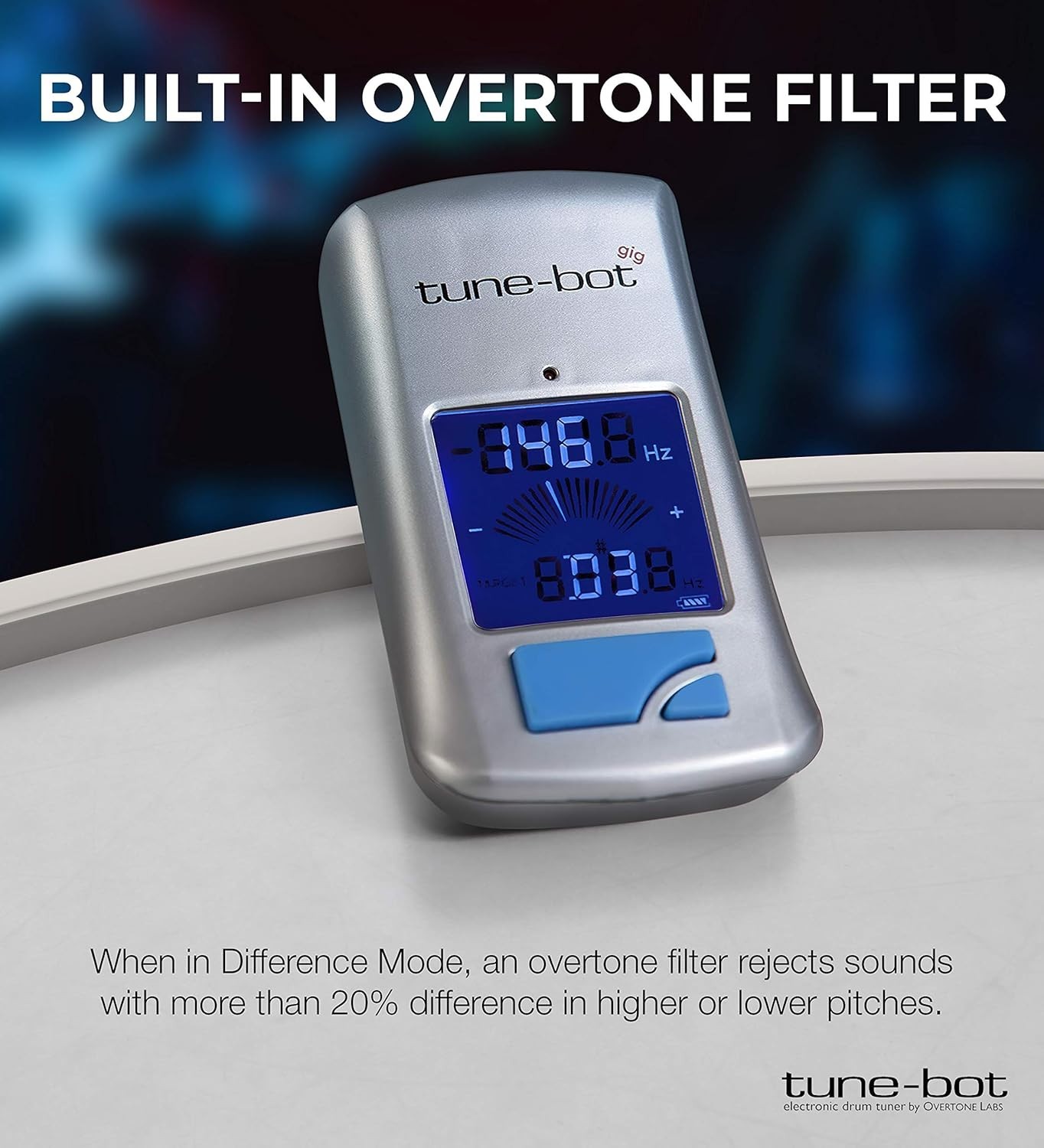 Digital Drum Tuner with Two Modes and Overtones Filter - Tune Your Kit Easily