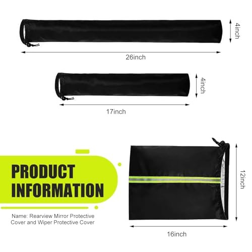 5 PCS Side Mirror Covers and Windshield Wiper Covers, Front Rear Side Mirror