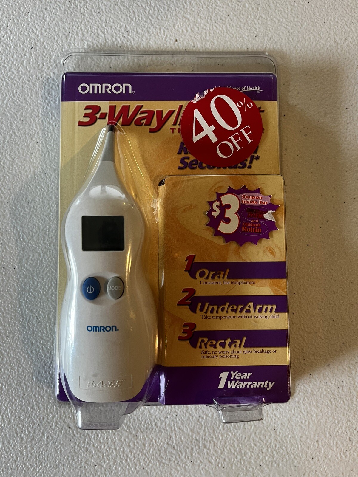 Omron Digital 3 Way Instant Thermometer Oral-Underarm Rectal MC-600 New In Box