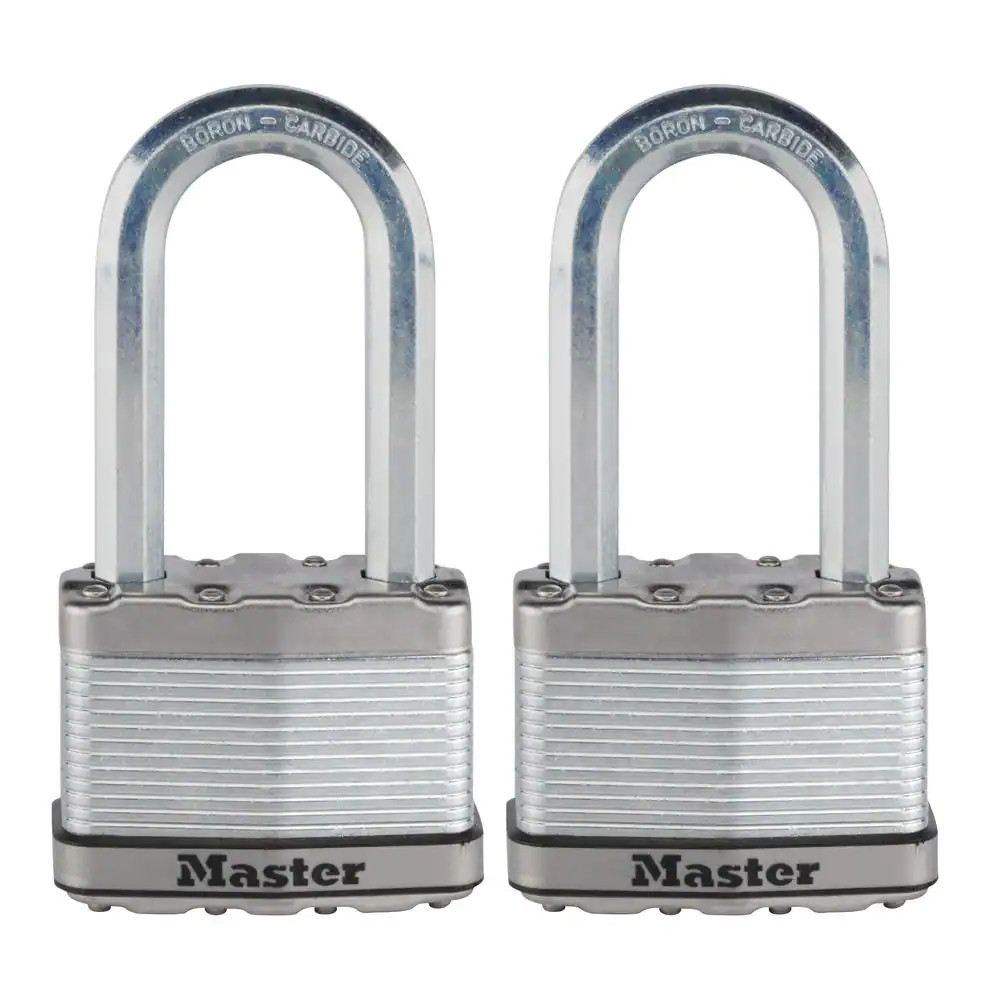 Heavy Duty Outdoor Padlock with Key, 2-1/2 In. Wide, 2-1/2 In. Shackle, 2 Pack