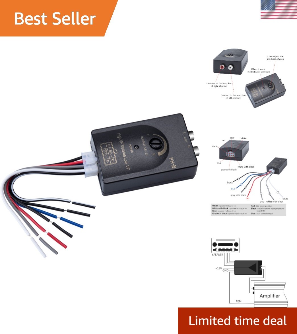Adjustable Car Audio RCA Converter – Optimize Bass Levels & Install with Ease