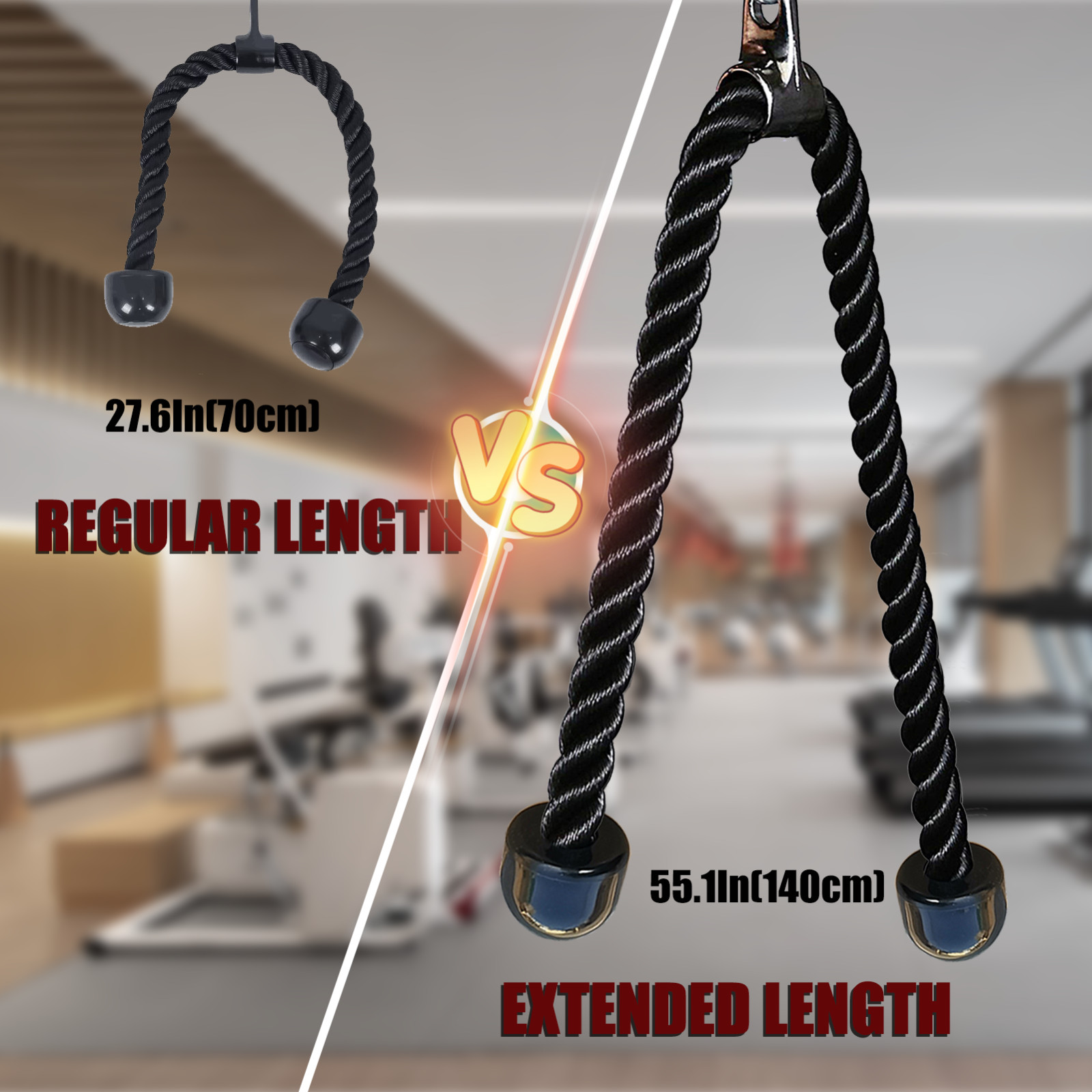 140cm Long Tricep Rope Pull Down Attachment Machine for Home Gym Pulley System