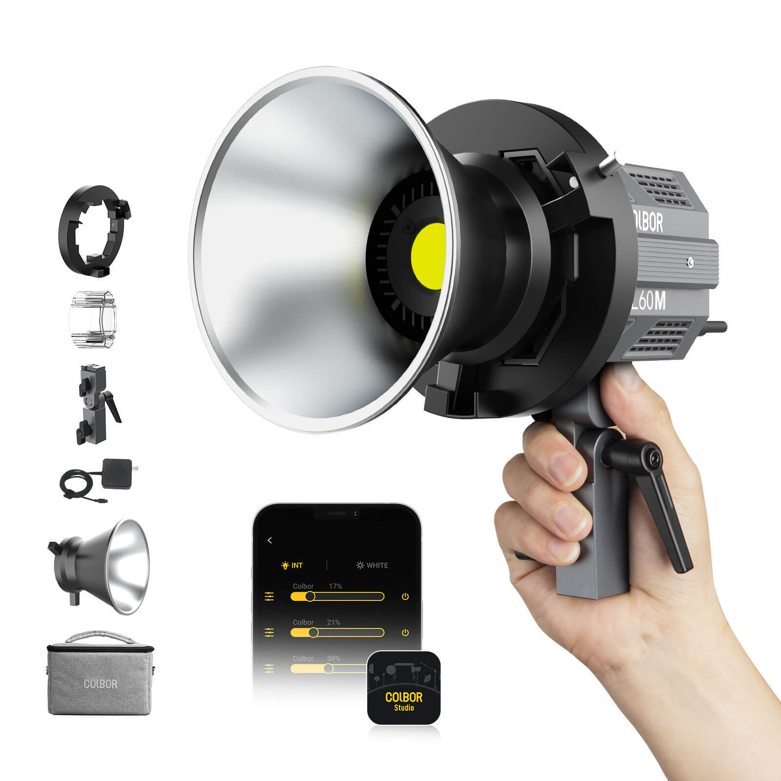 COLBOR 60W LED Video Light 5600K Spotlight Lamp Studio Lighting Photography