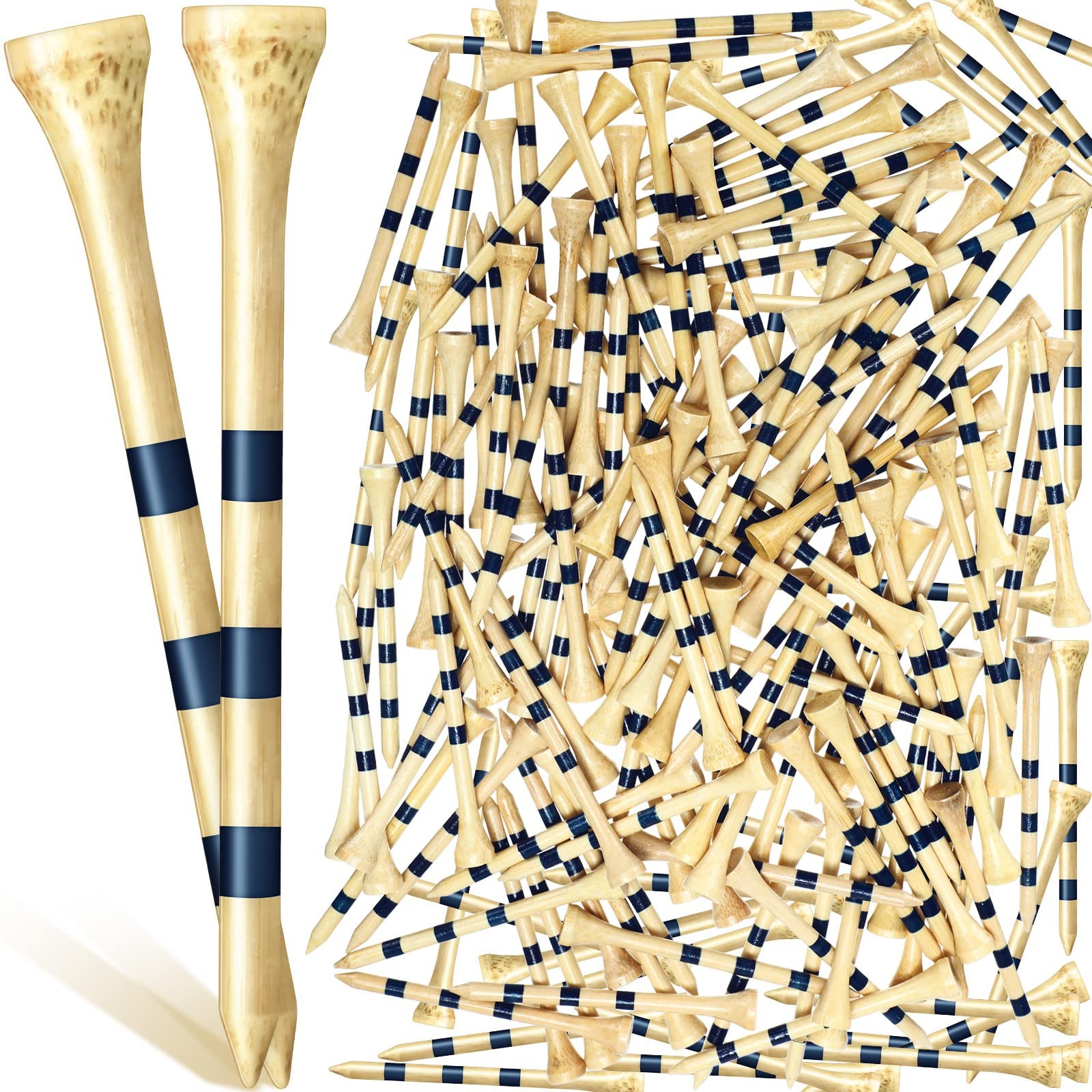 Golf Tees Bamboo 500 Pcs 3-1/4 Inches Stable Wooden Natural Color Blue