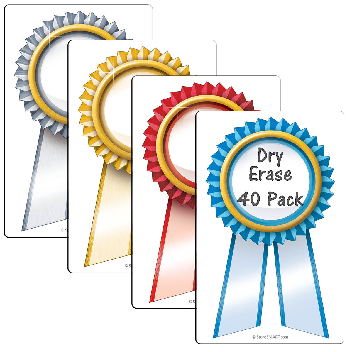 StoreSMART 3 1/2” x 5 1/2” Magnetic Award Ribbons - Variety 40Pk - AR312X512VP40