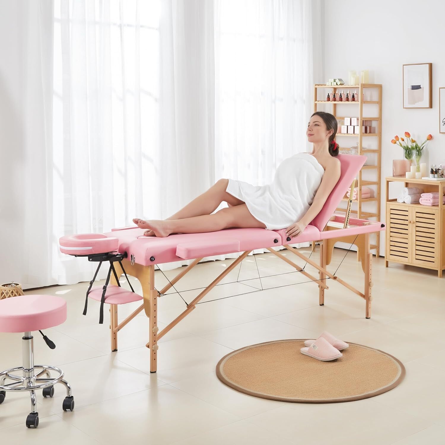 Yaheetech 3 Folding 84 Inch Portable Adjustable Massage Bed with Non-Woven Bag