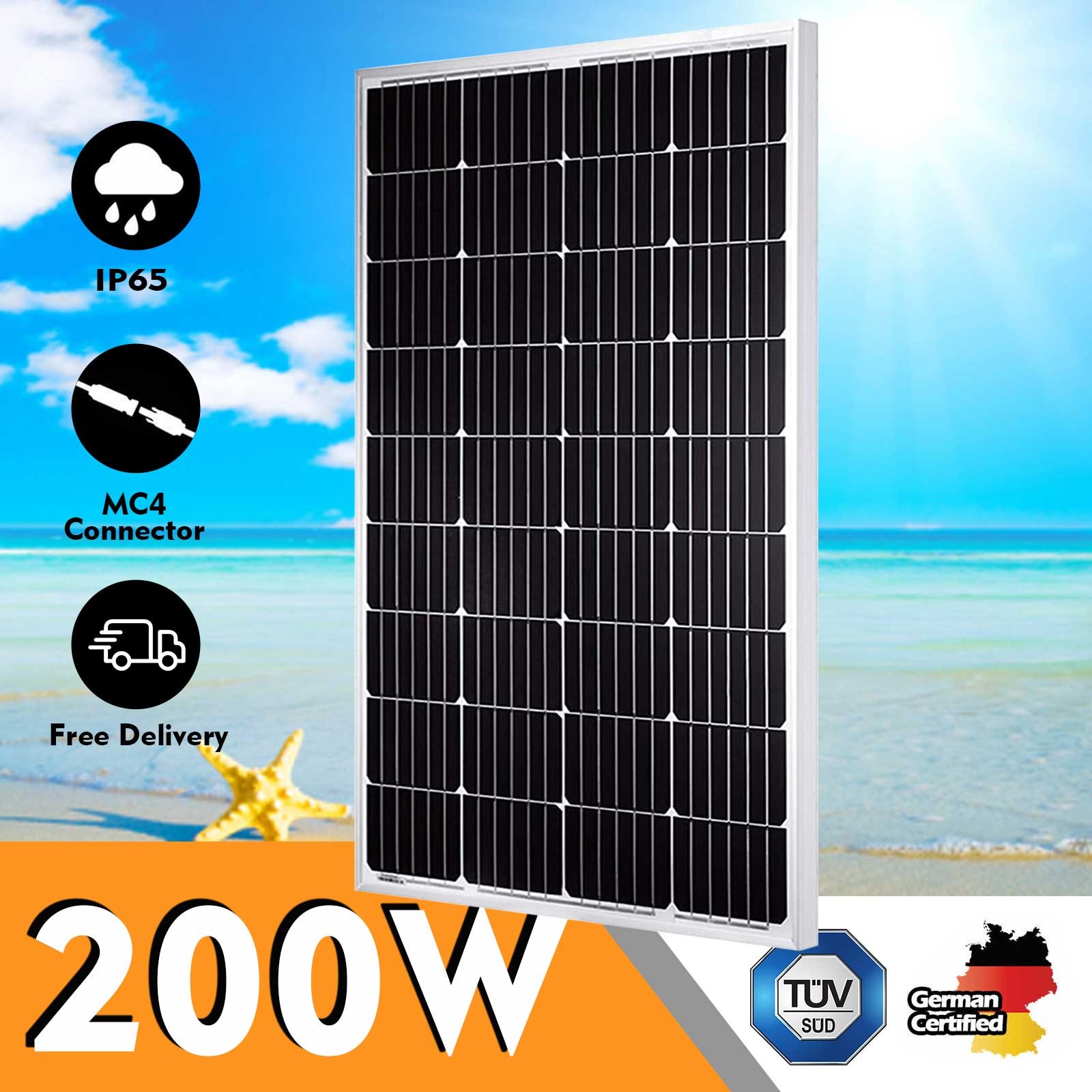 200W 12V Solar Panel 9BB Monocrystalline Solar Module Solar Panels for Home Roof