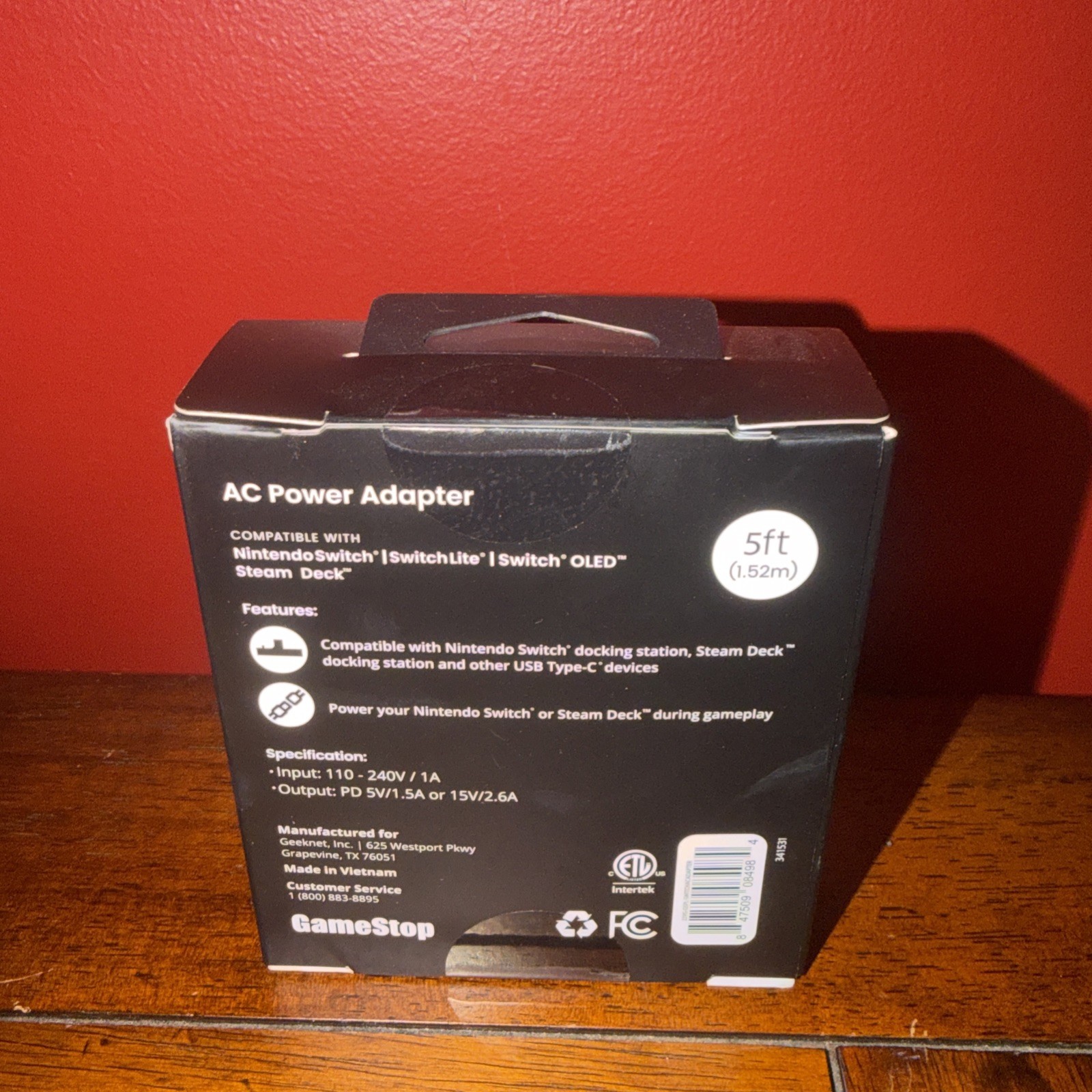 GameStop AC Power Adapter 5ft For Nintendo Switch Lite OLED