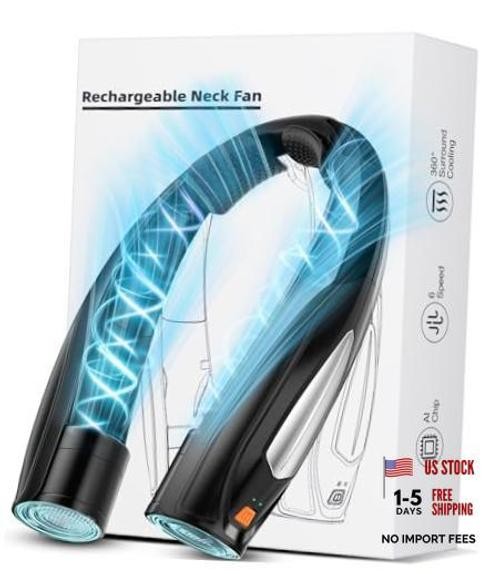 Hionly AI Neck Fan, 6 Speeds Adjustable Portable Personal Fan Black