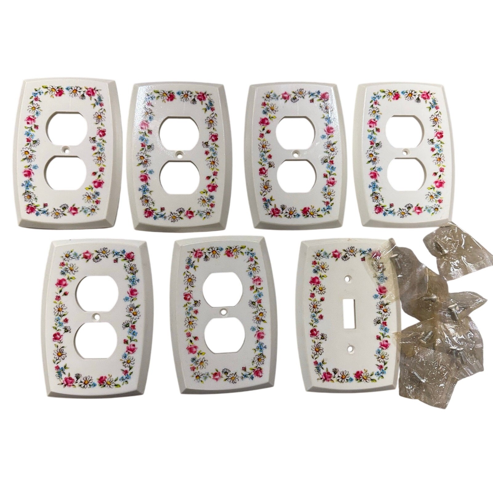 Lot 7 VTG Plastic Light Switch Outlet Covers 1972 American Tack and Hardware Co.