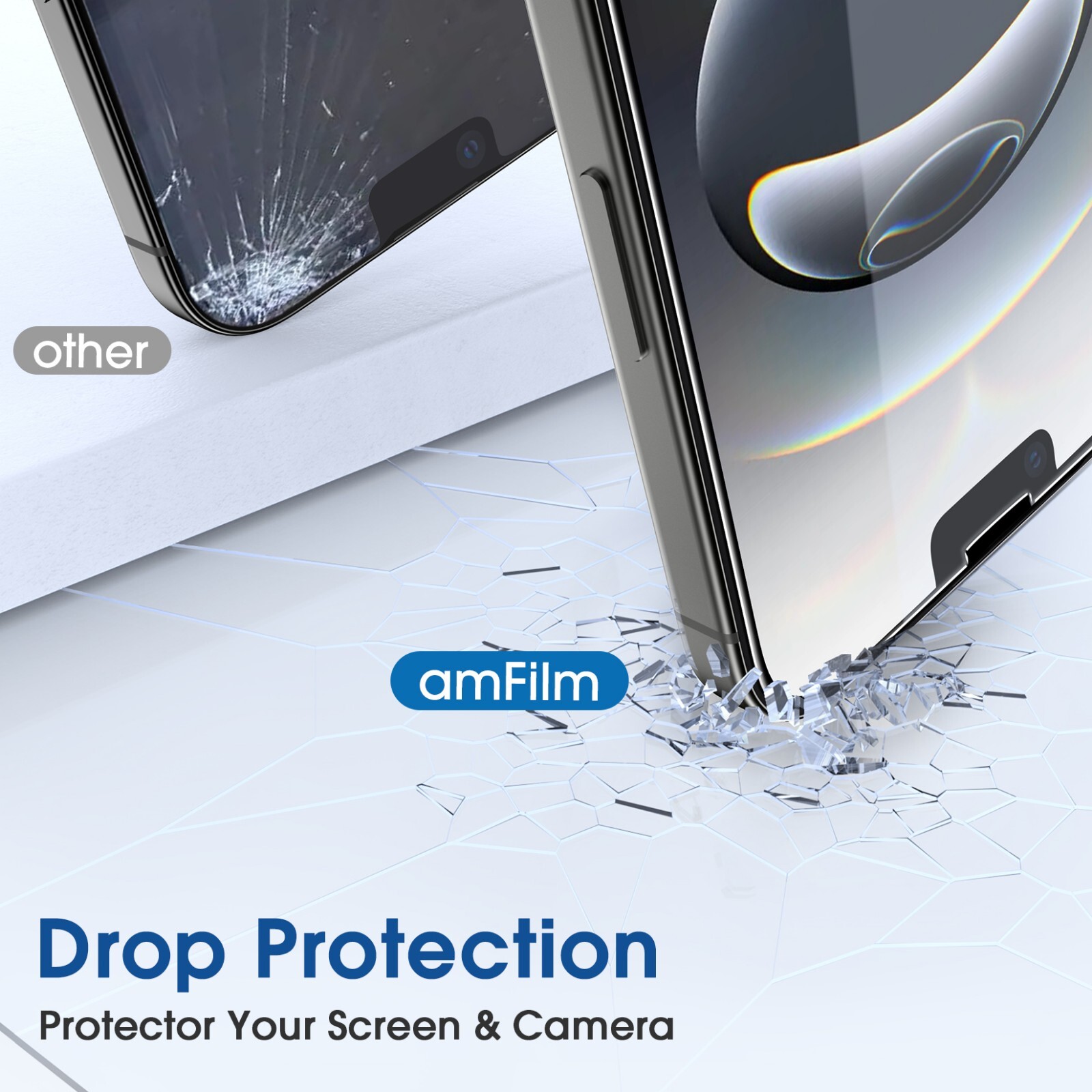 amFilm iPhone 16e [6.1''] Screen Protector + Camera Lens Protector[2+2 Pack]
