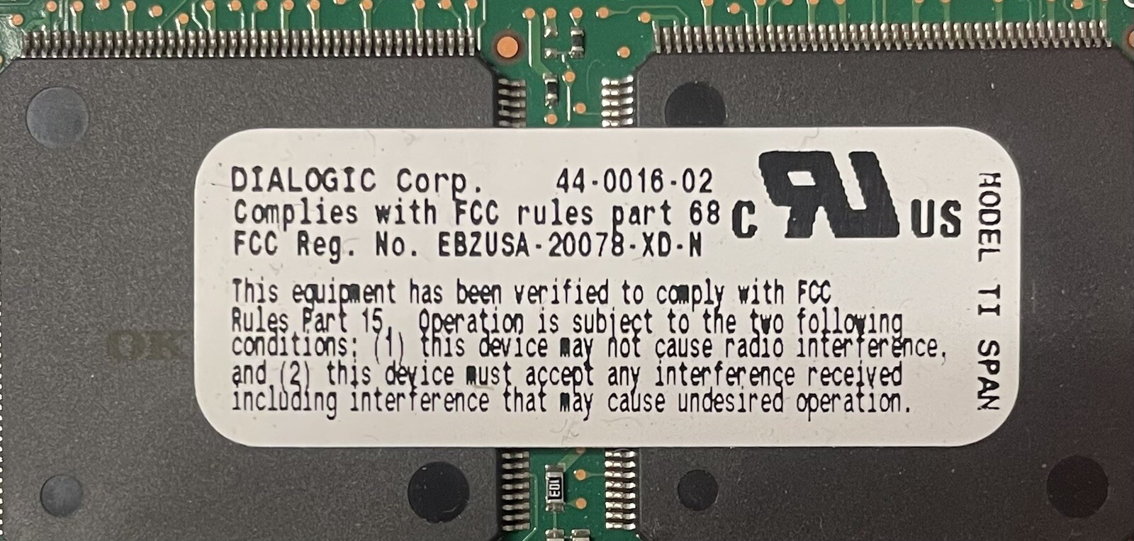Dialogic T1 SPAN Media Processing Board 44-0016-02