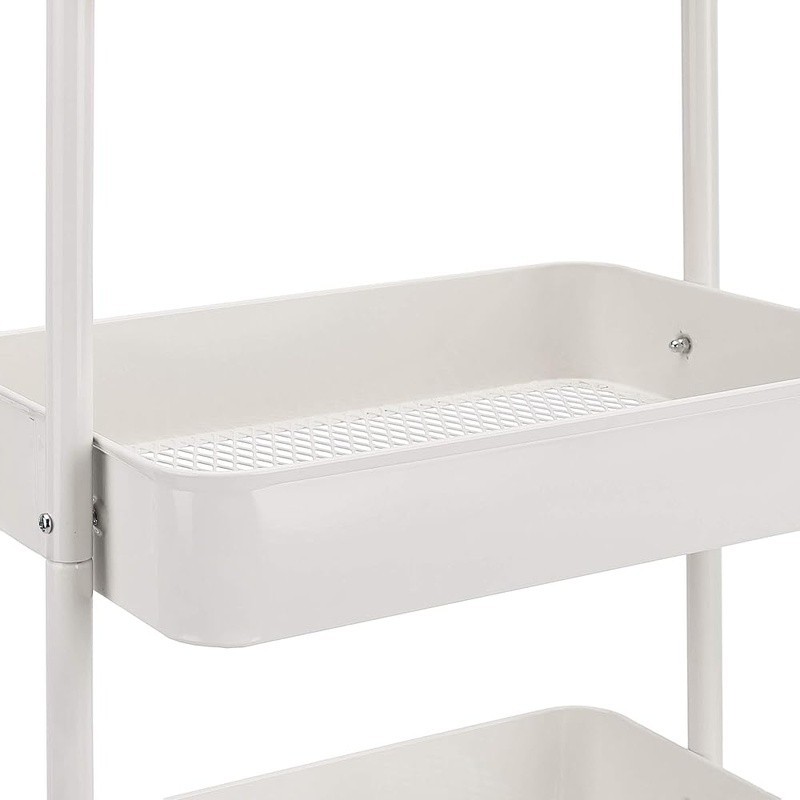 3-Tier Rolling Metal Utility Cart Kitchen Storage W/ Wheels & Push Handle New