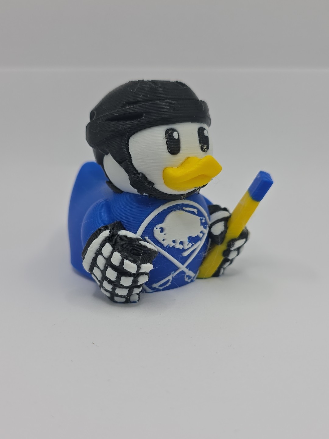 Buffalo Hockey Colors 3D Printed Duck 2in Blue white Collectible