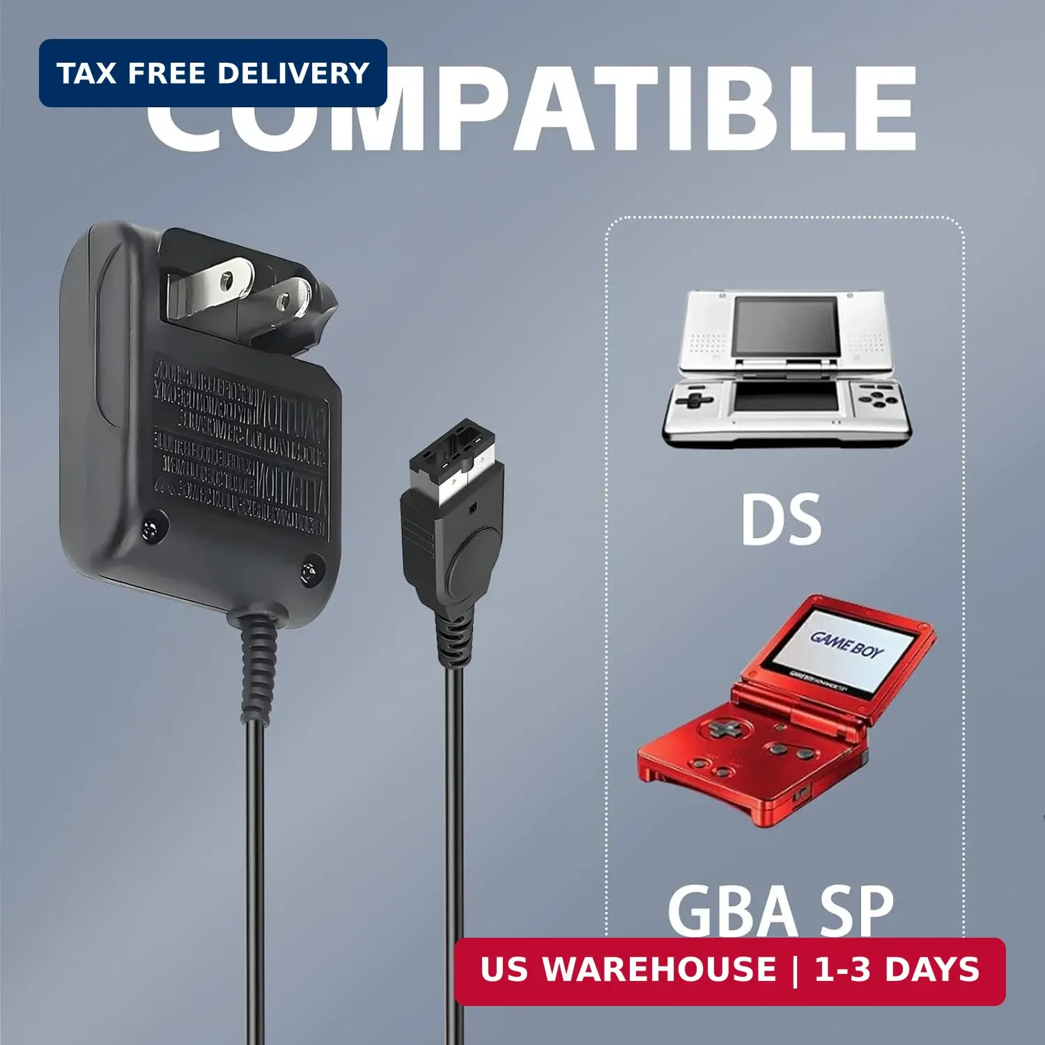 Gameboy Advance SP Charger - AC Wall Adapter & USB Charging Cable Compatible wit