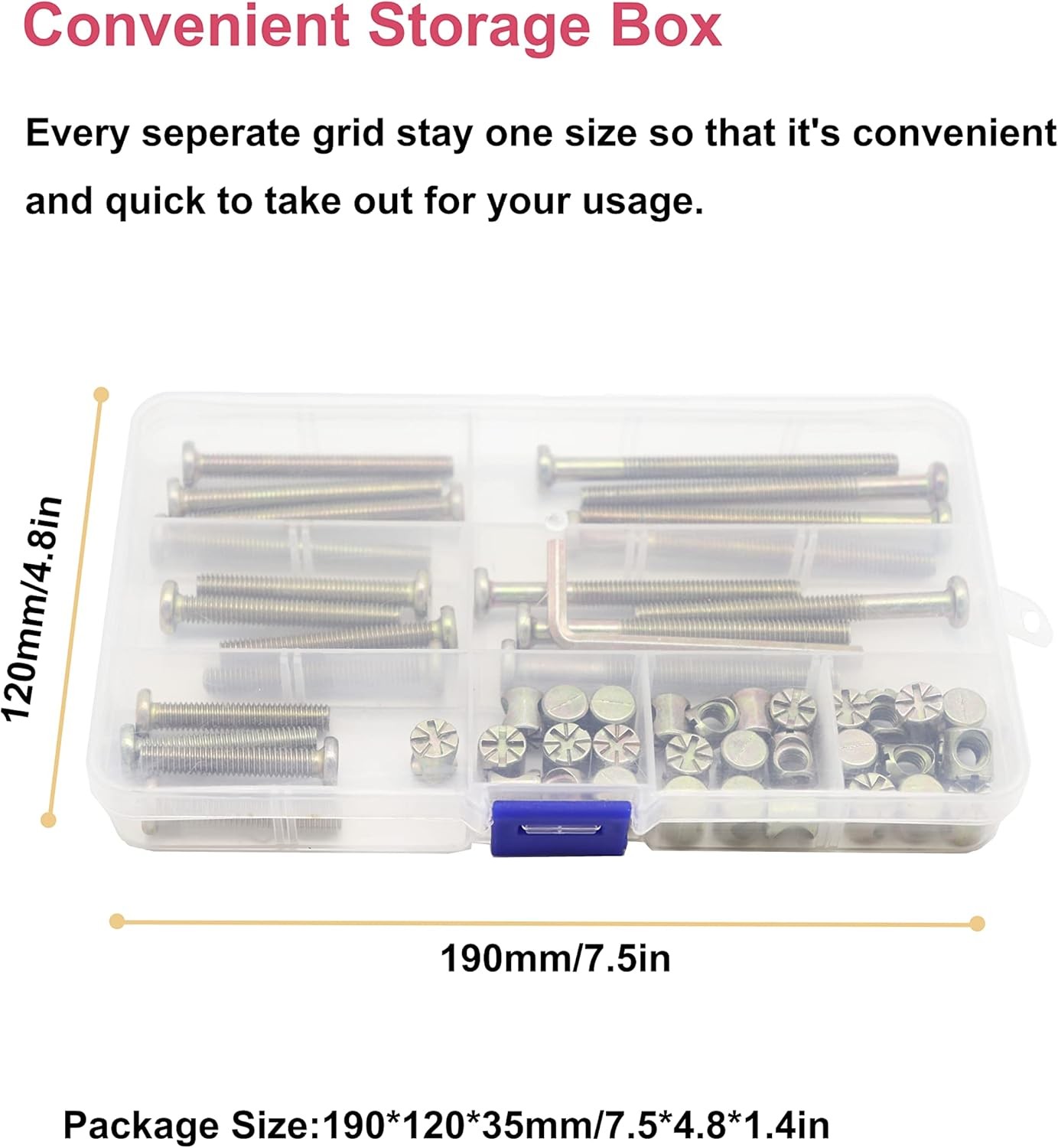 Simmons Crib Parts Hardware Replacement Kit, M6, M6 35/45/55/65/75mm 50pcs