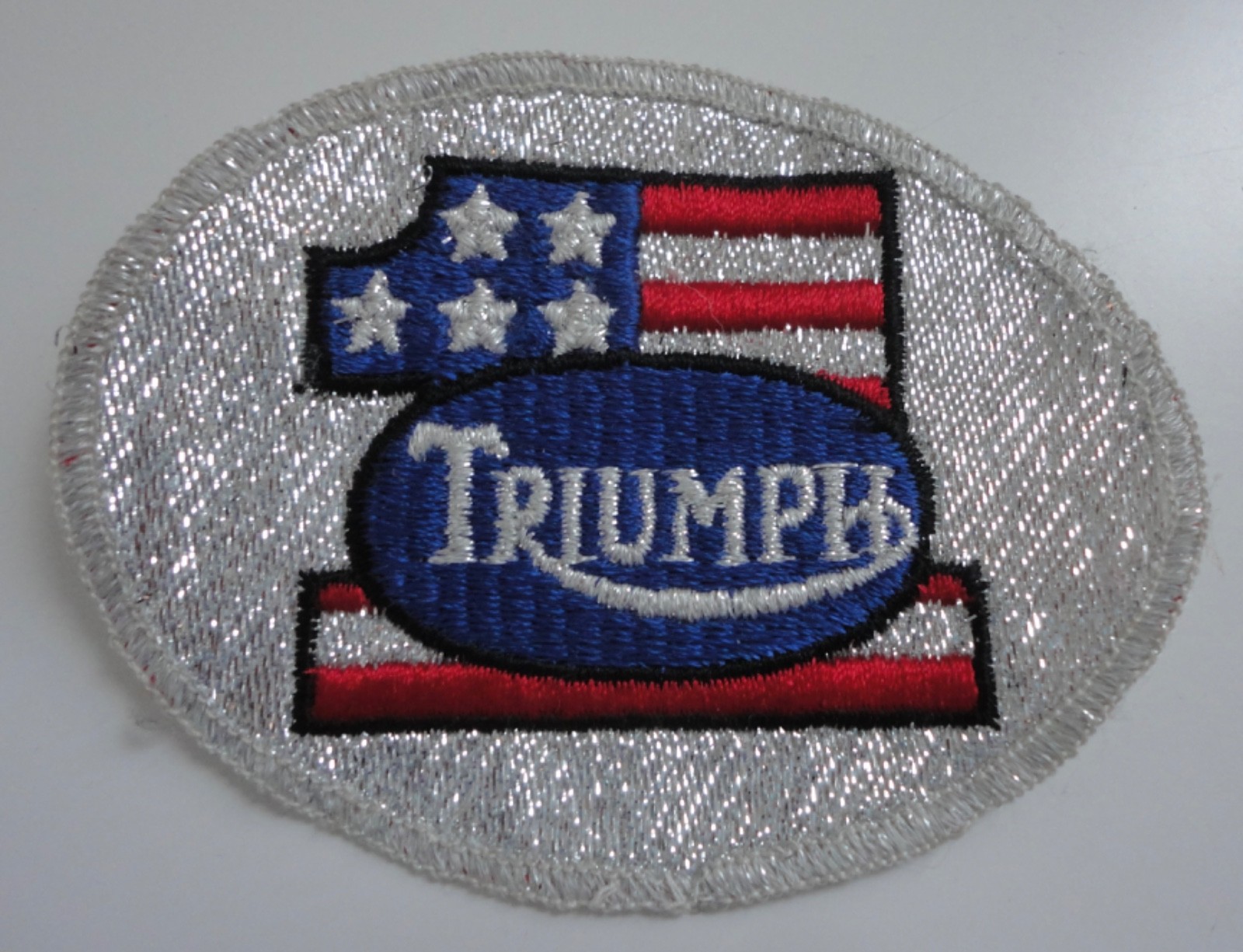 Vintage Triumph American Flag Number One Sew-On Motorcycle Patch