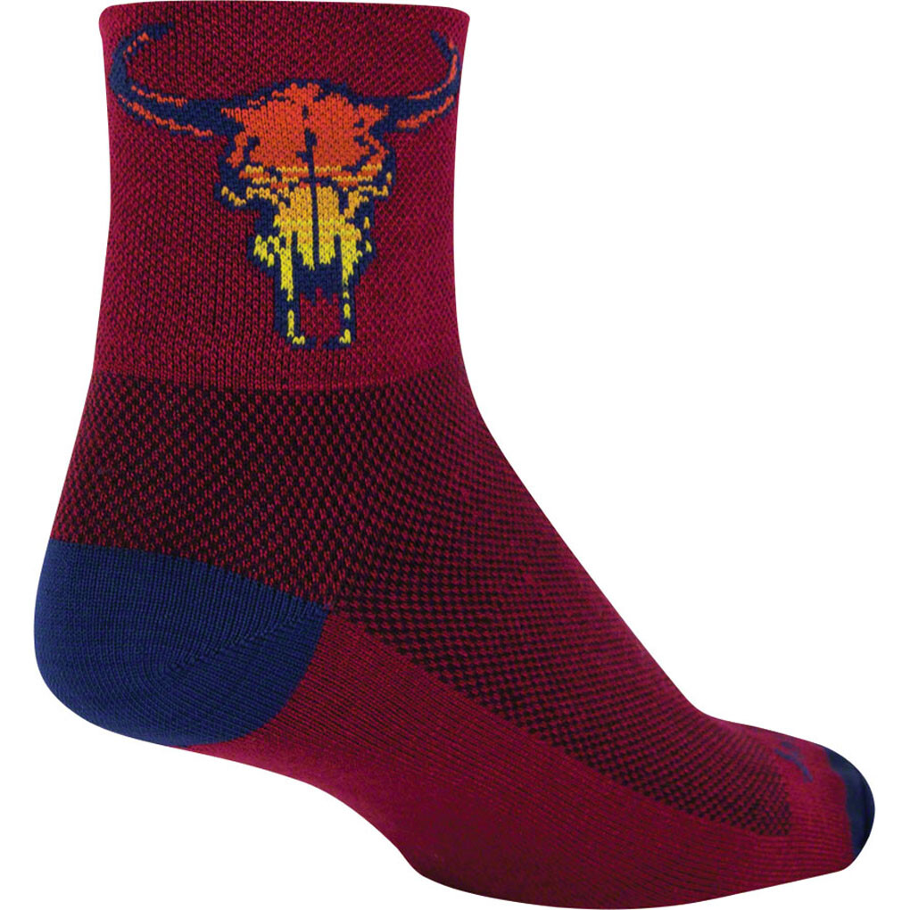 SockGuy Classic Desert Skull Socks - 3 inch, Red, Large/X-Large