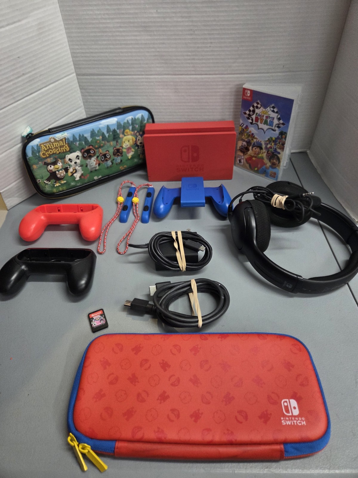 Authentic Nintendo Mario Red & Blue Edition Dock With Grip, Case & More !