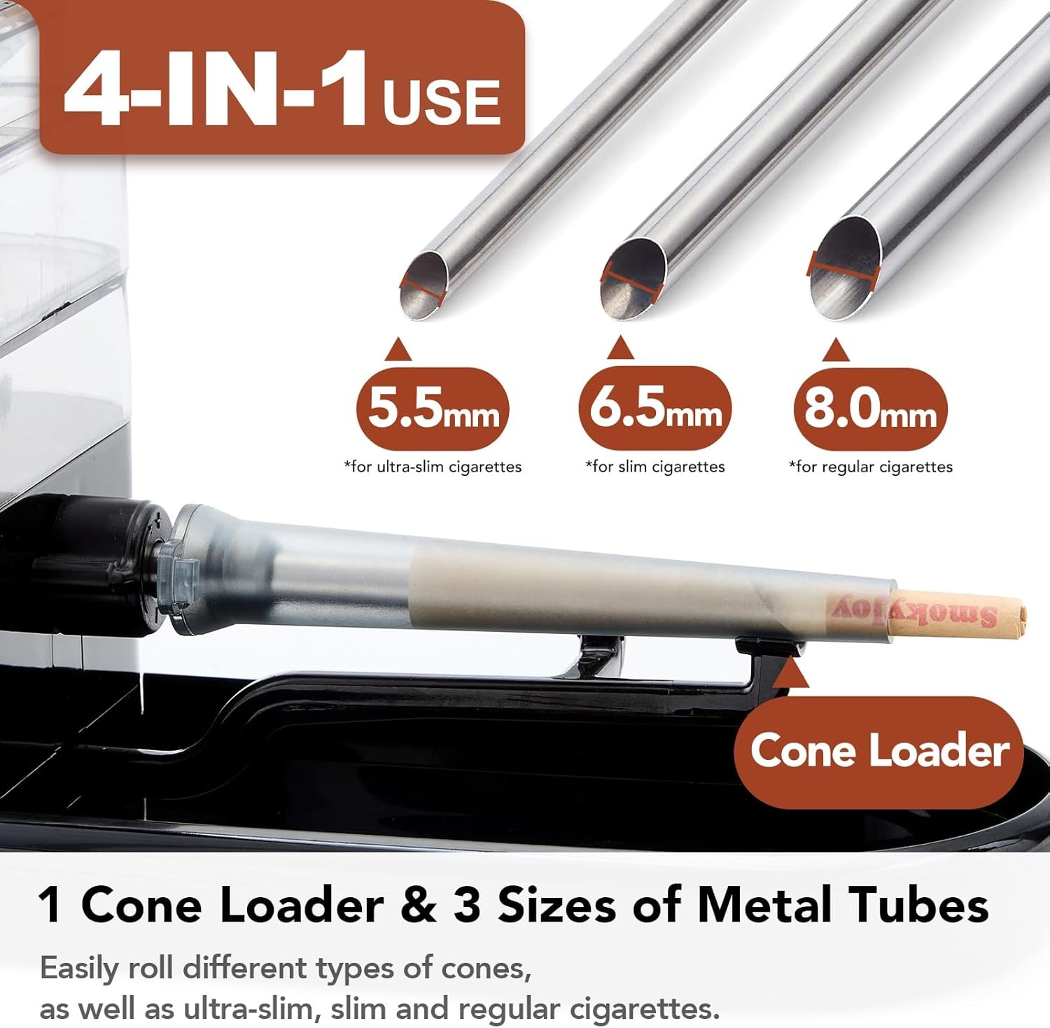 Cord-Free Automatic Cigarette Rolling Machine Electric Roller Cone Loader Machin