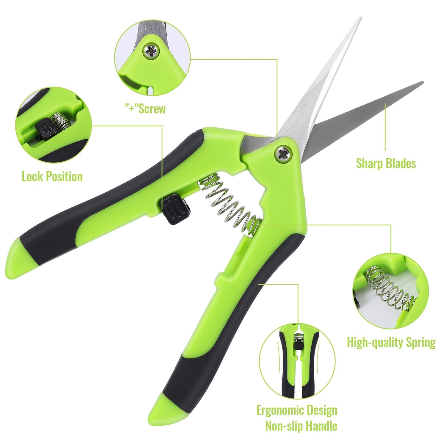BEoffer 4 Pack Pruning Shears, 6.5 Inch Garden Scissors Orange Green