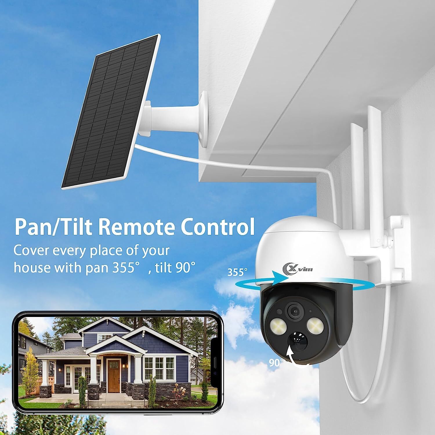 4MP Wireless WiFi Solar Camera Wireless Outdoor Camera 360° PTZ Security Camera
