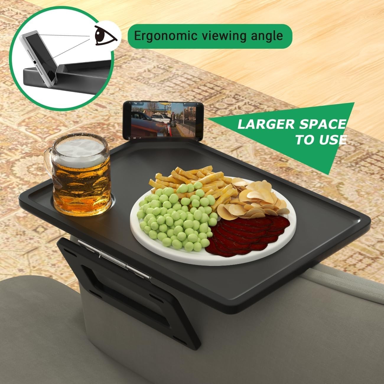 Elegant Bamboo Couch Arm Tray Table - Multi-Functional & Adjustable Design