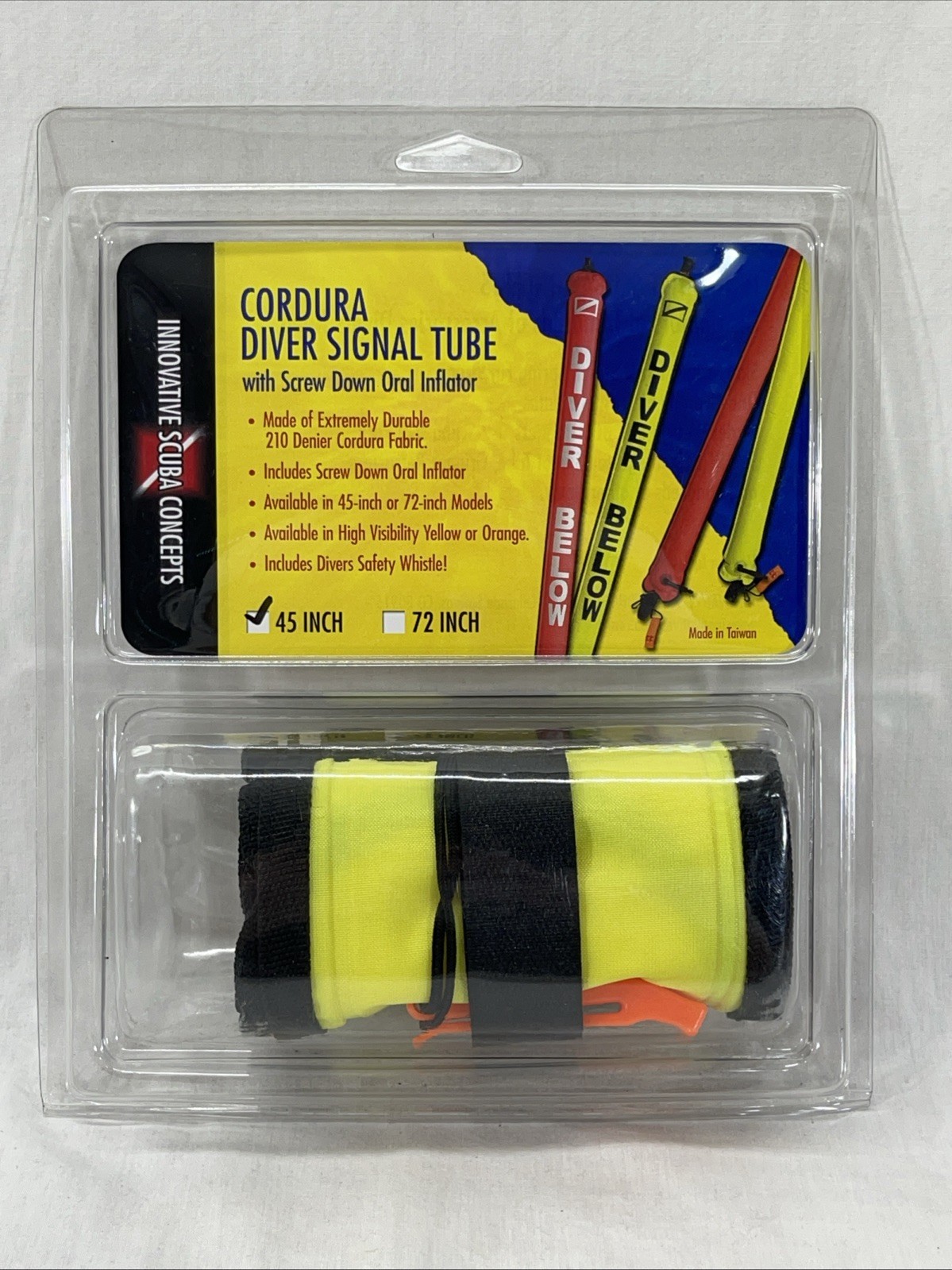 Innovative Scuba Concepts Cordura Diver Signal Tube Yellow 45 in. Oral Inflator