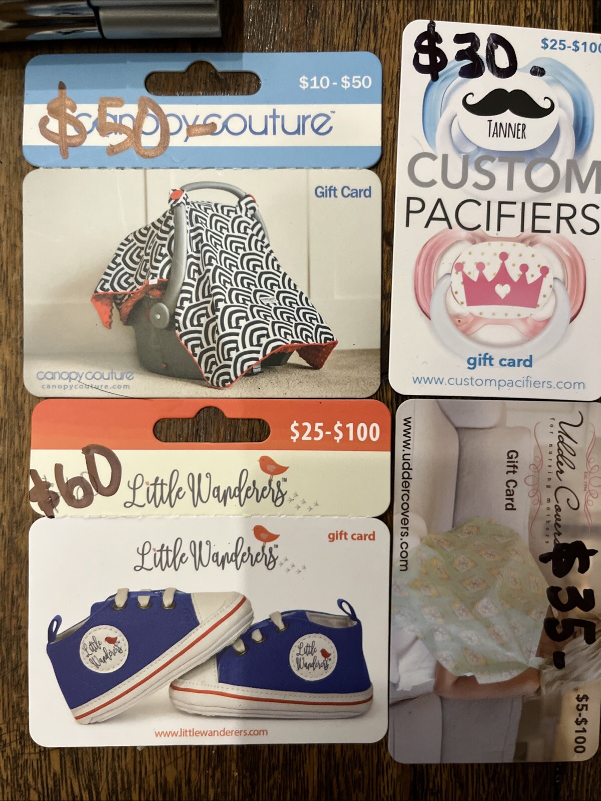 4 Gift cards for baby stores . $175 VALUE for $10.