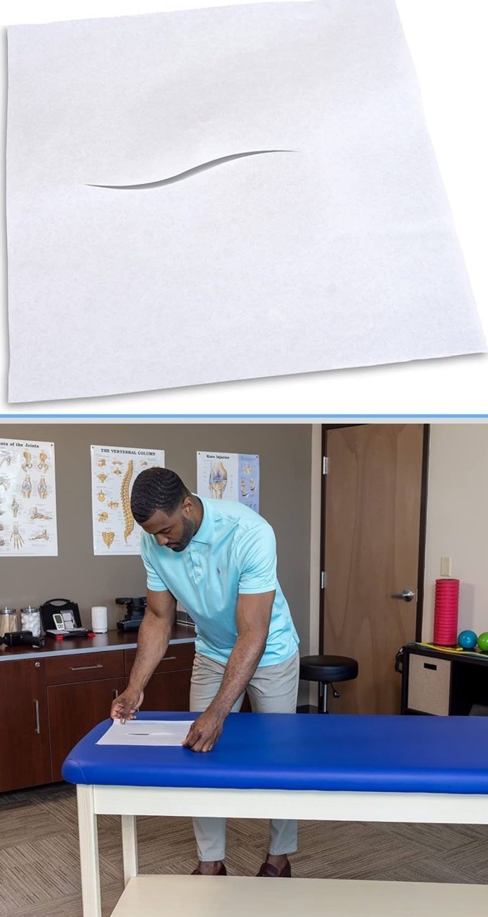 Clinical Health Premium White Chiropractic Headrest Papers Sheets with Face Slot