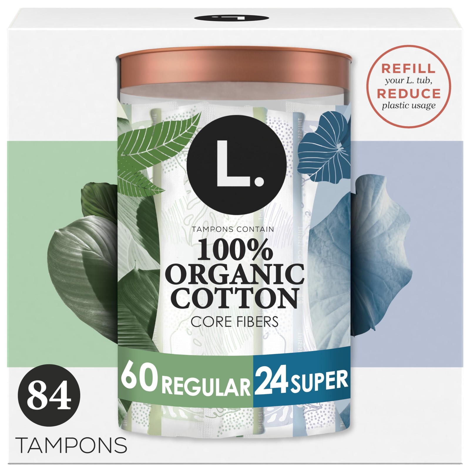 L. Cotton Tampons Regular/Super Absorbency Multipack, Contains an Organic Cot...