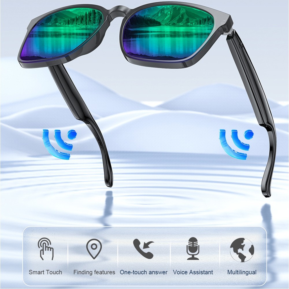 AI Smart Glasses Bluetooth Call Music Voice Assistant Sunglasses w/ Translation