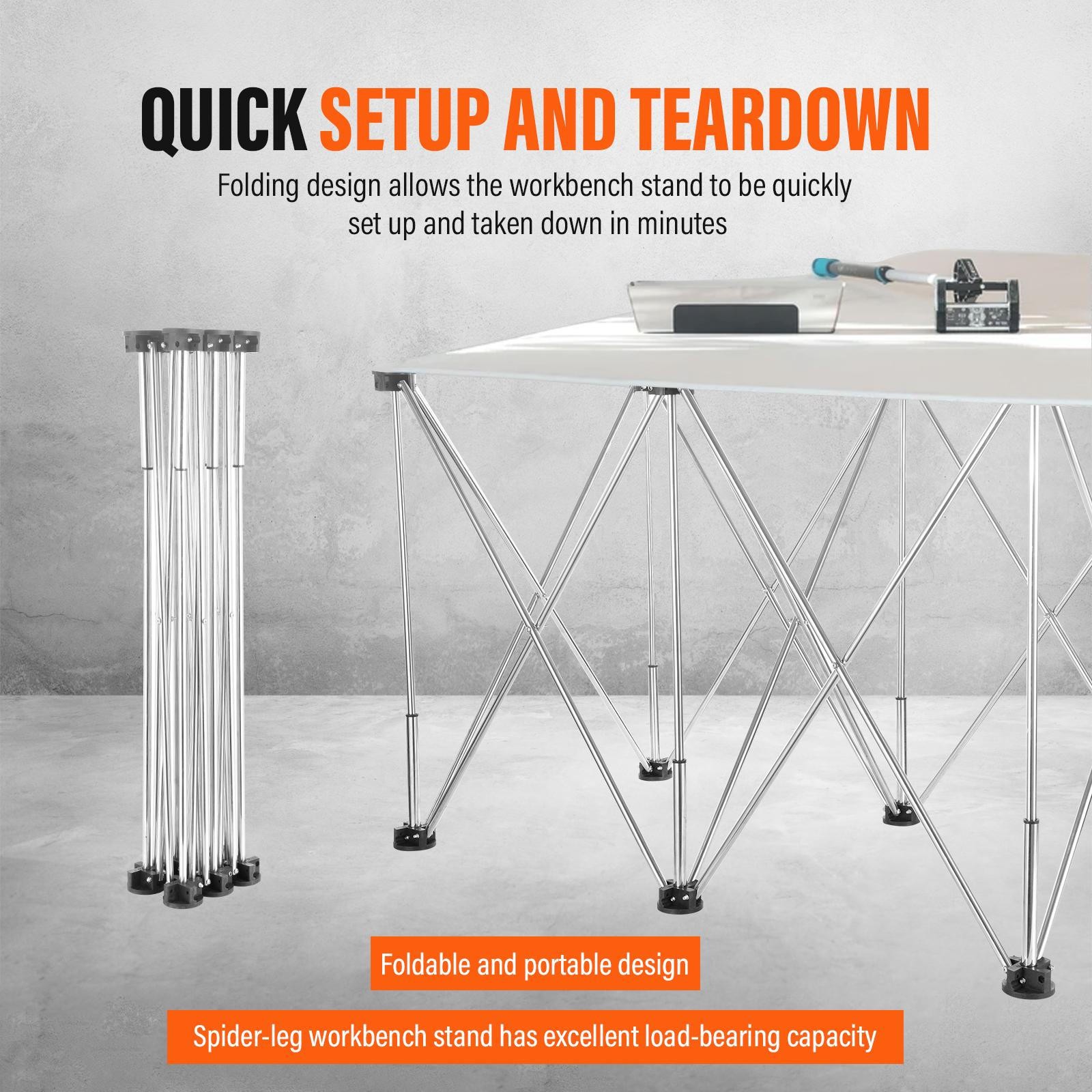 87*29in Portable Work Station with Storage Bag, Foldable Work Bench Table Silver