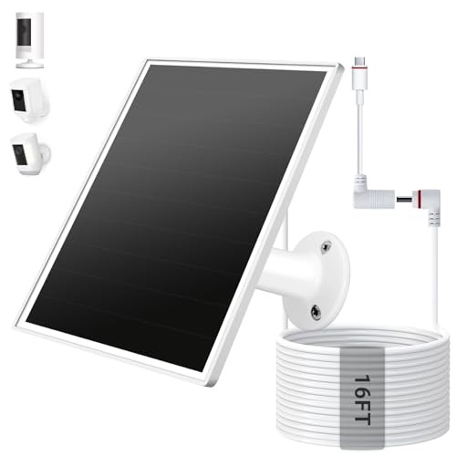 Solar Panel for Ring Camera, 6W Solar Charger with USB-C & Barrel White-106-1