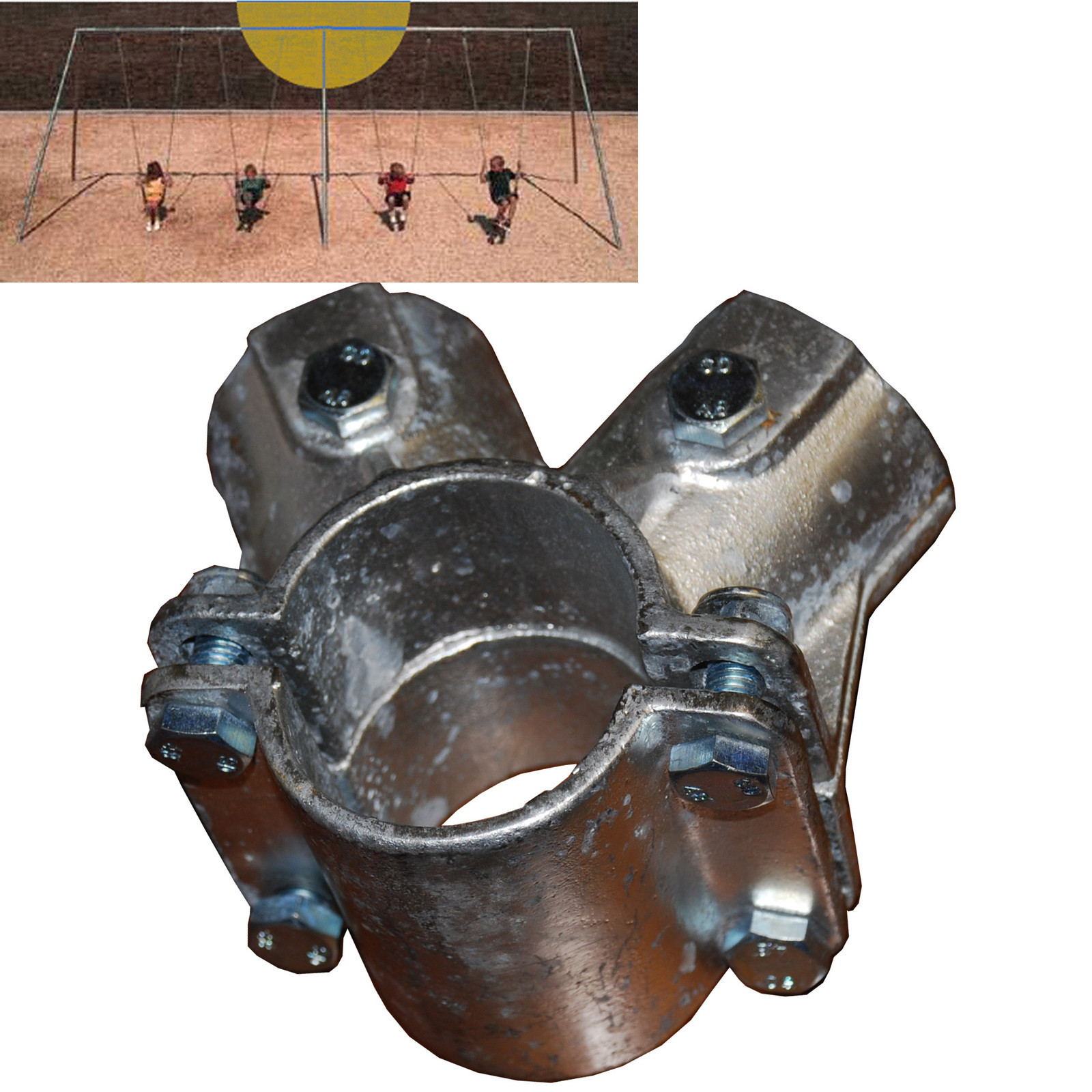 Pipe Swing Set frame Hanger 2 3/8" Pipe Swing Frame Center Playground Hardware 1