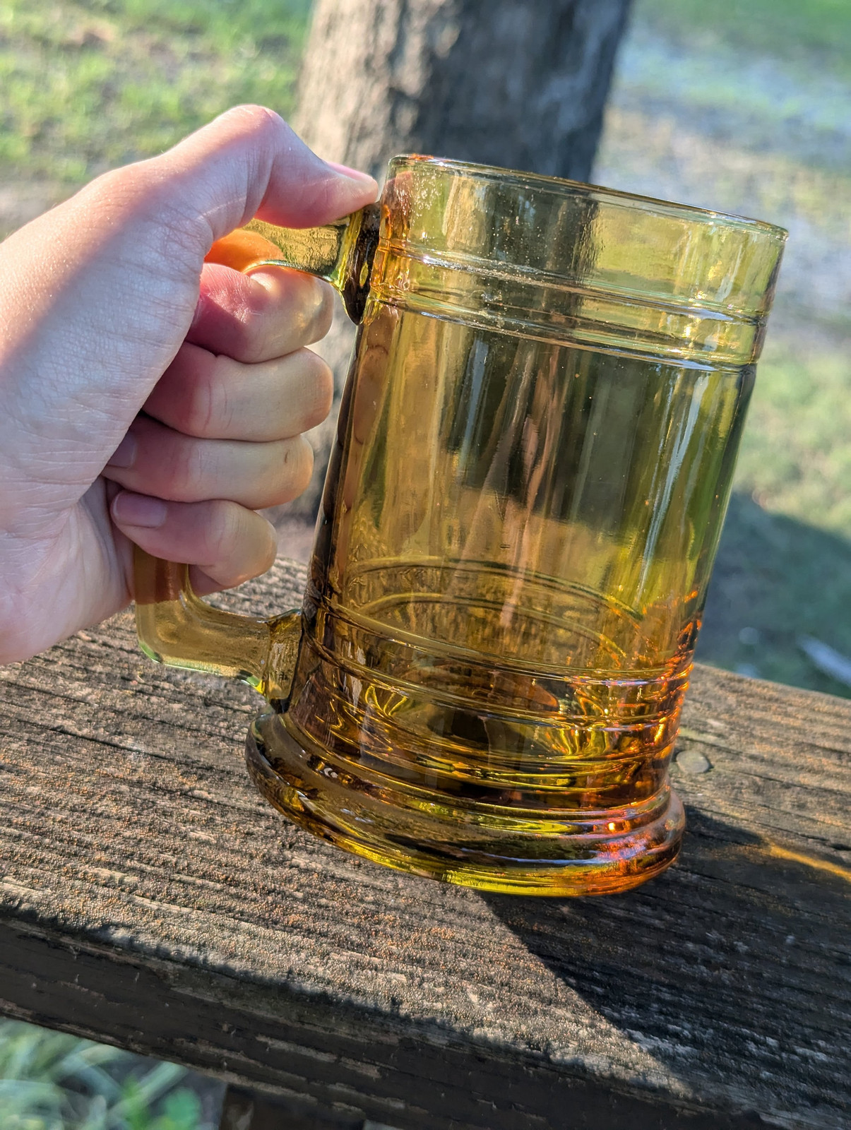 Glass Tavern Mug Leather Wrap Ren Faire Ale Mug Caramel Yellow Decorative