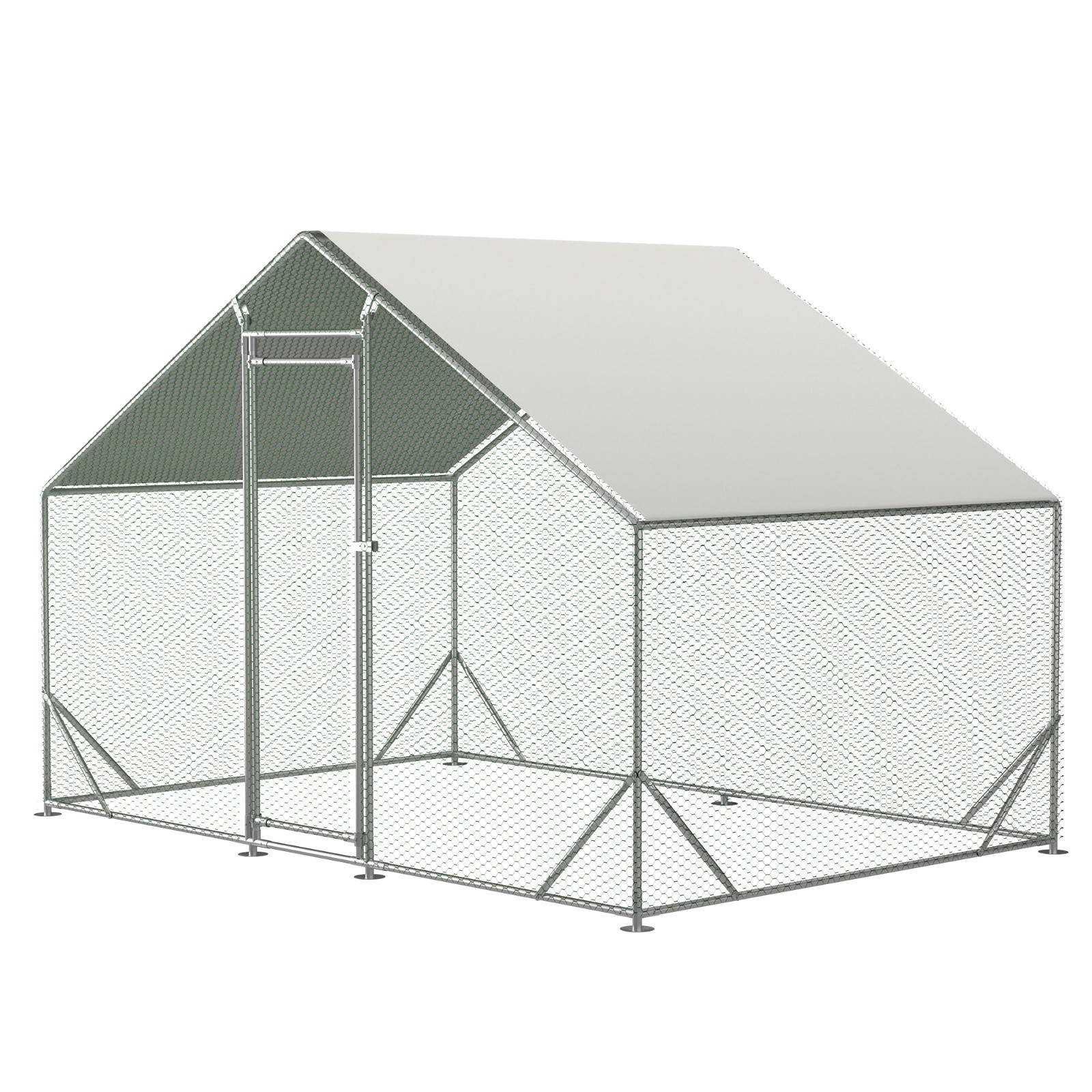 10x 6.5 FT Large Metal Chicken Coop,Walk-in Hen House w/Cover, Poultry Cage