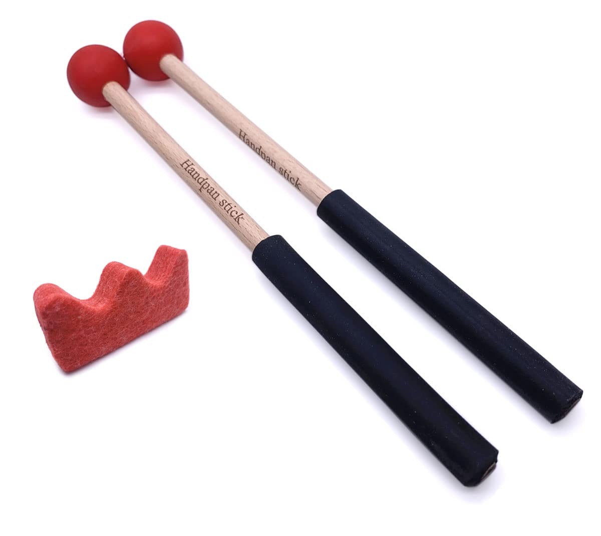 TUOREN 1 Pair Tongue Drum Mallets with Bracket Handpan Sticks Rubber Red