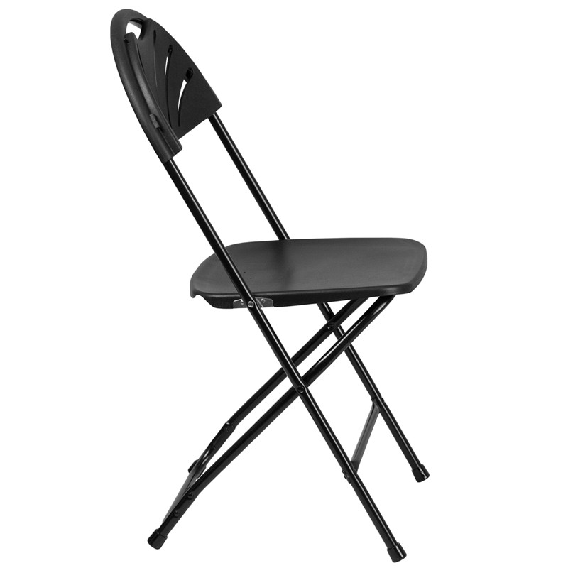 (100 PACK) 650Lbs Capacity Commercial Grade Fan Back Black Plastic Folding Chair