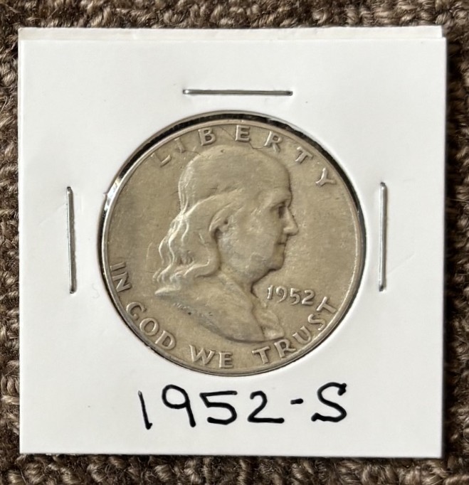 1952 S Franklin Half Dollar Coin, NICE CONDITION CIRCULATED COIN!