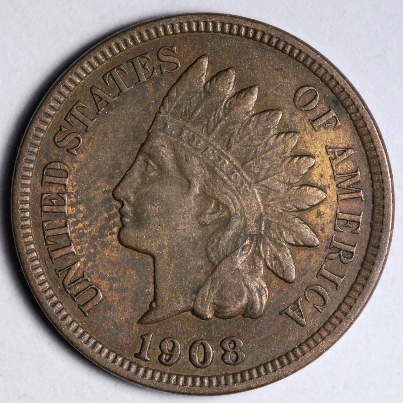 1908 Indian Head Cent Penny AU E117 ATQP