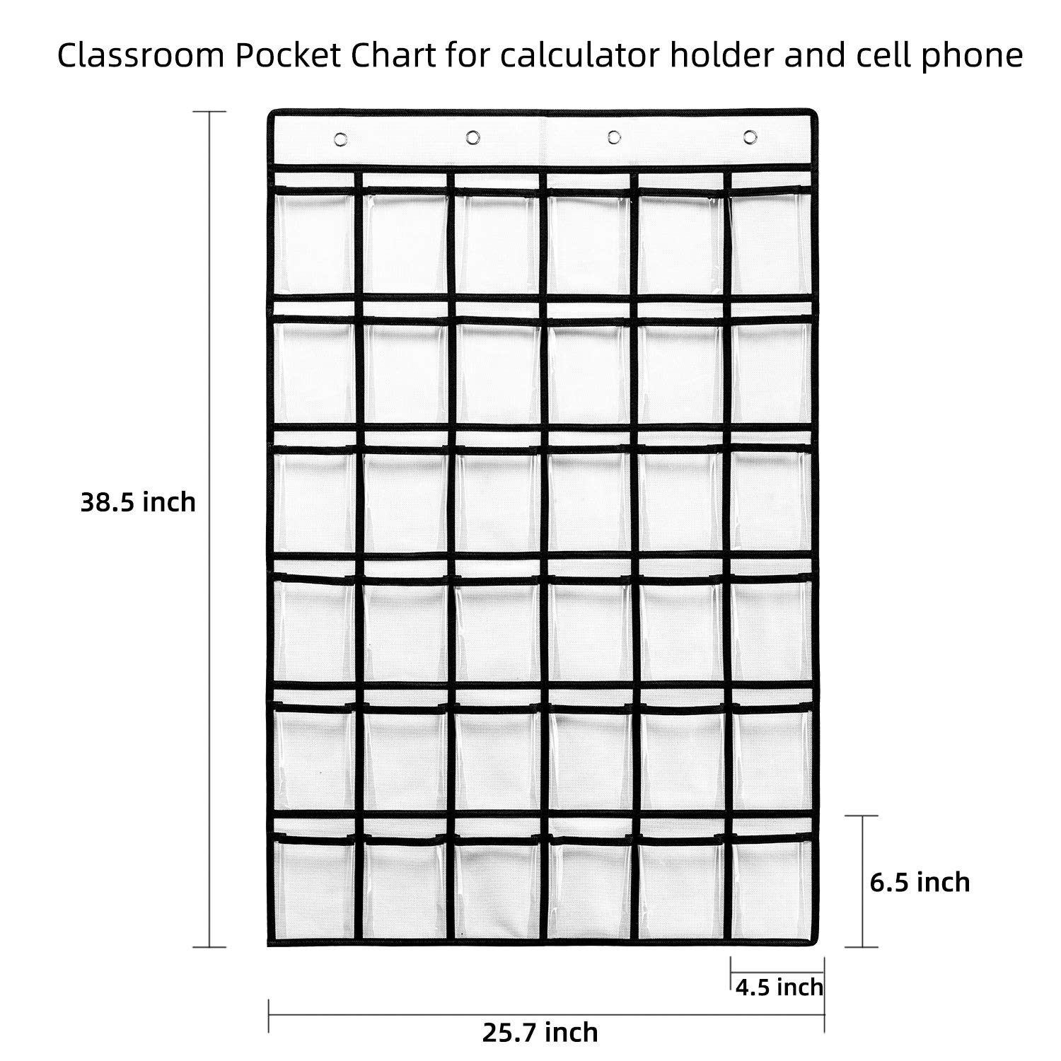 SAVERHO 36 Clear Pockets Classroom Pocket Chart for Cell Phones, Pocket Chart...