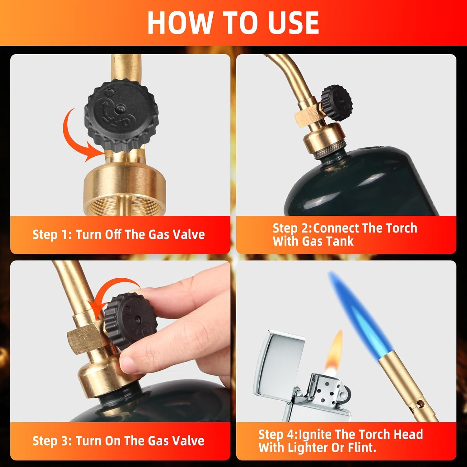 Propane Torch Head Manual Start Solid Brass Brazing Torch Fuel by MAP M