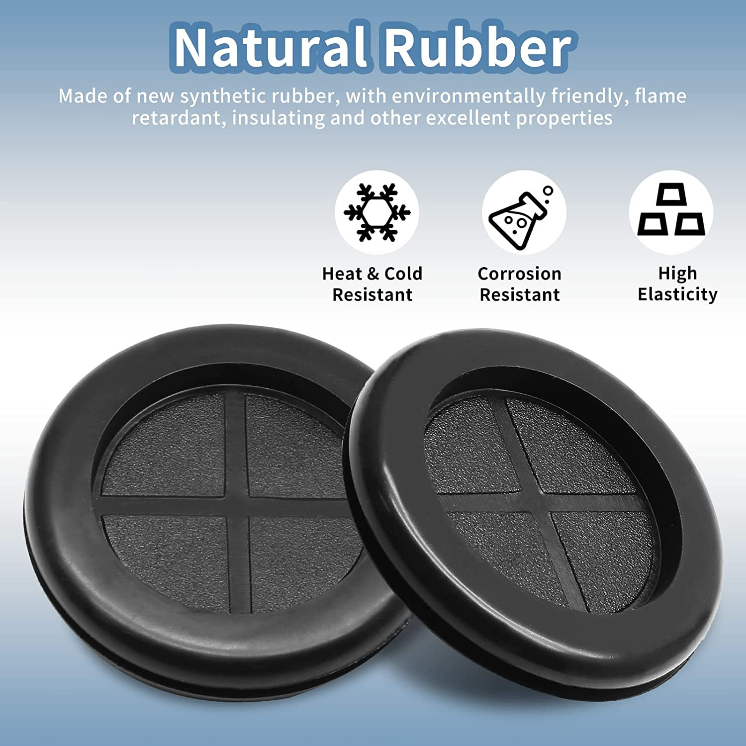 6 Pcs 2 Inch Rubber Grommet, 1-11/16" inside Diameter 2" Drill Hole Double-Sided