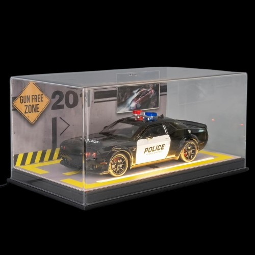 Car Display Case Acrylic & Leather LED Light 1/24 Diecast Box + Dodge SRT Model