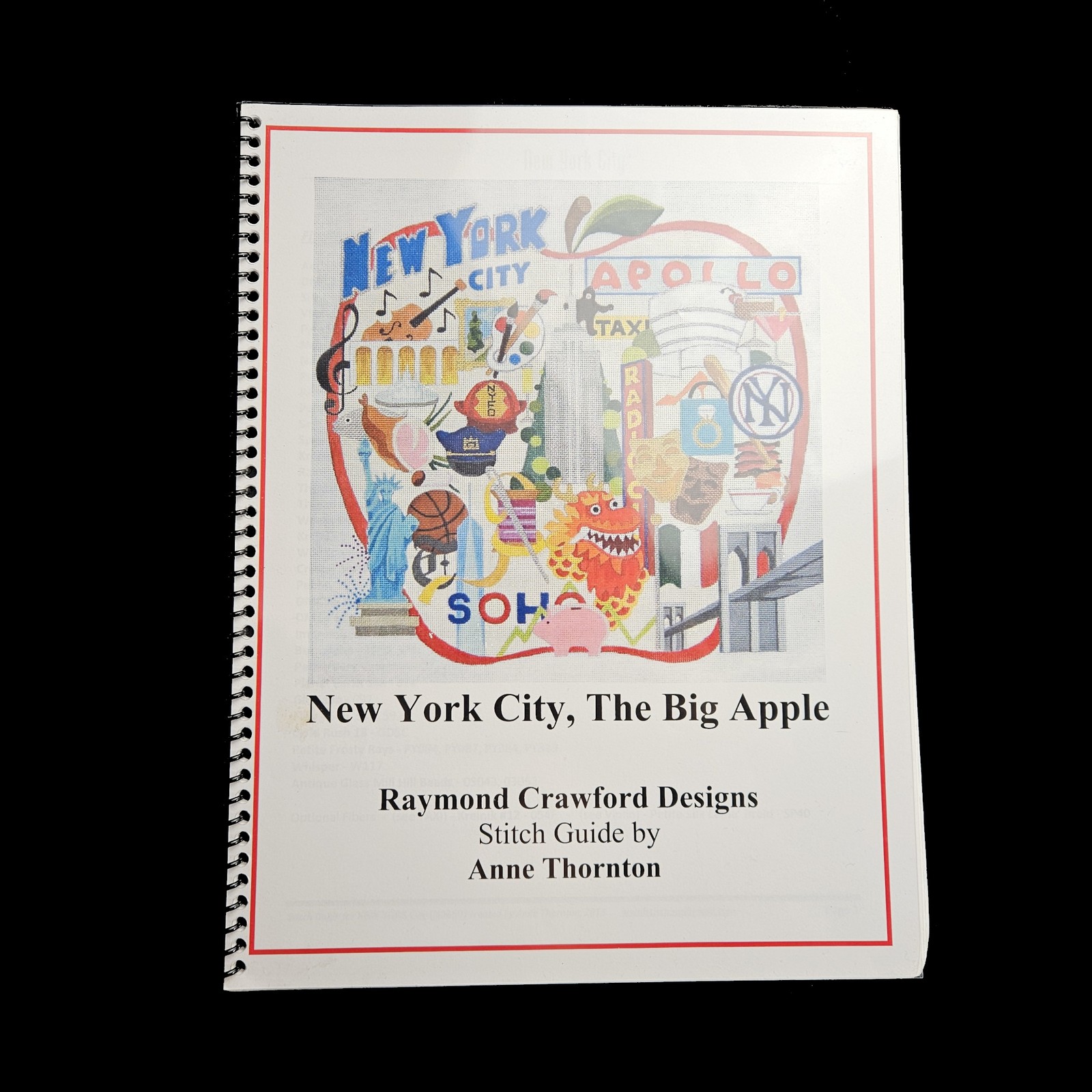 ANNE THORNTON STITCH GUIDE FOR RAYMOND CRAWFORD NY CITY NEEDLEPOINT CANVAS    BM