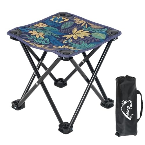 Wind Tour Portable Folding Camping Stool Outdoor Camping Medium Blue -1