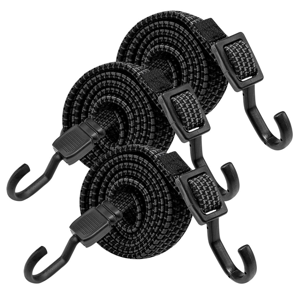 3 Pcs Heavy Duty Adjustable Bungee Cords Binding Straps With Hooks