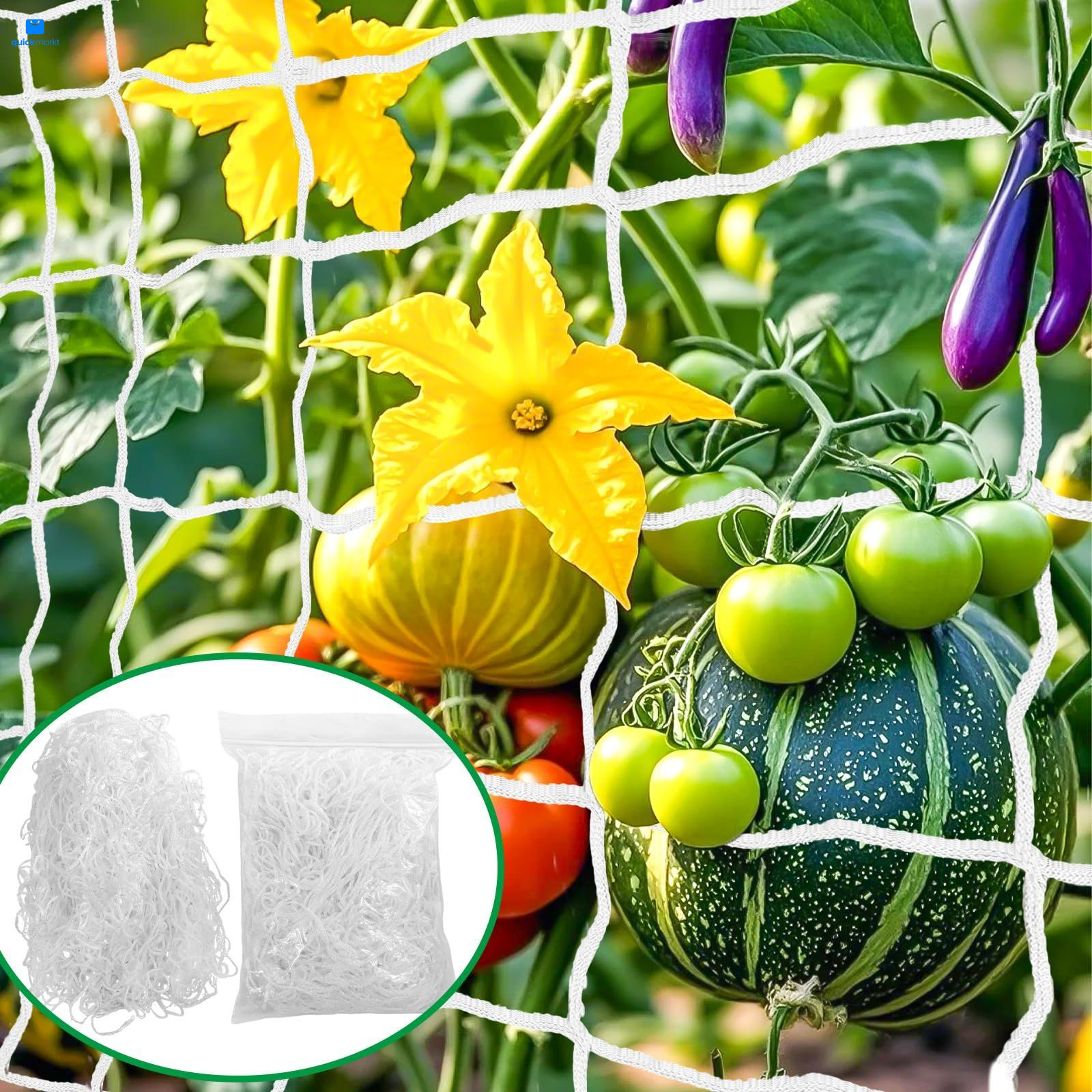 2 Pcs 6x15FT Garden Plant Trellis Netting,Heavy-Duty Grow Net White-2