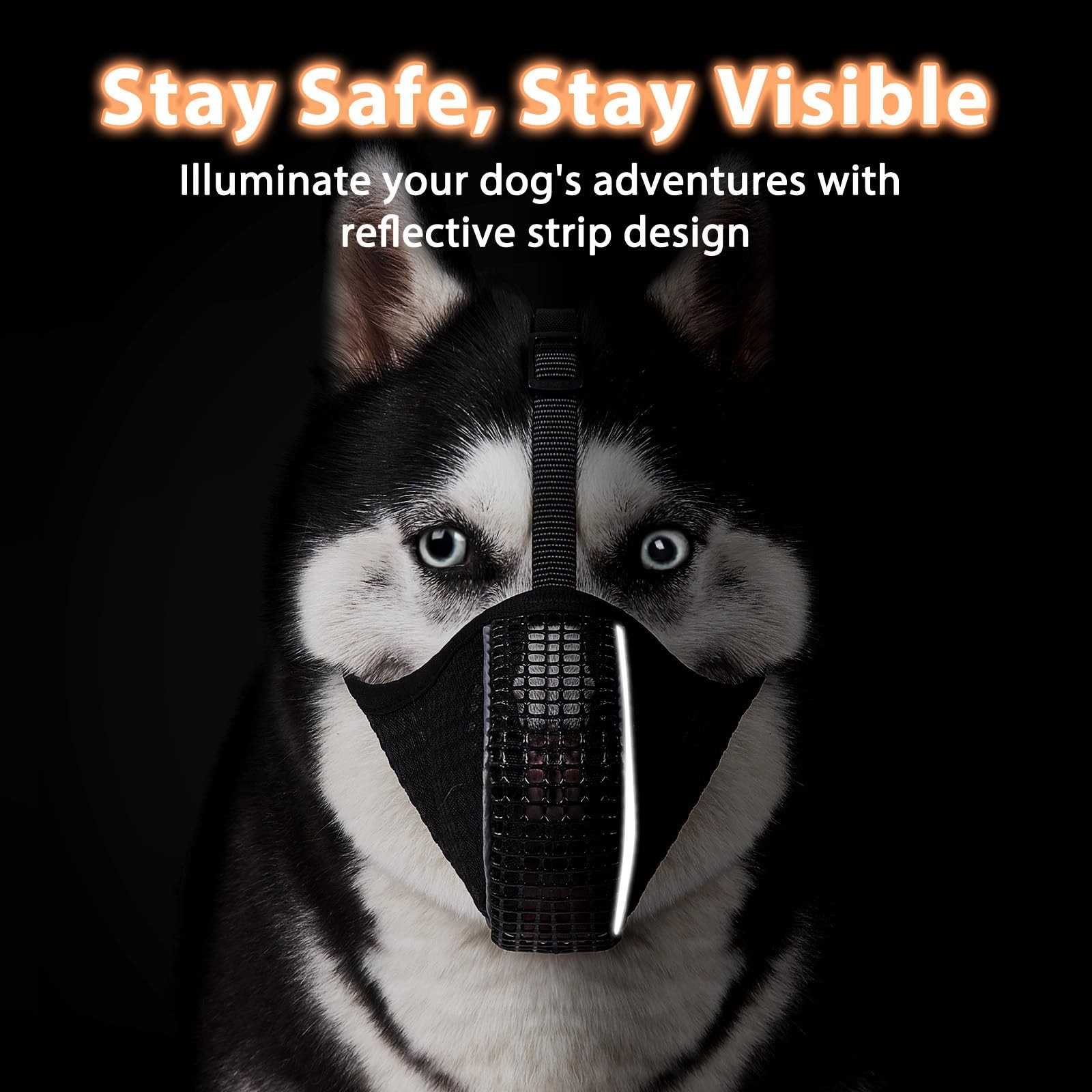 Dog Muzzle, Mesh Muzzle for Medium Large Dogs, Reflective for Nighttime Walks...